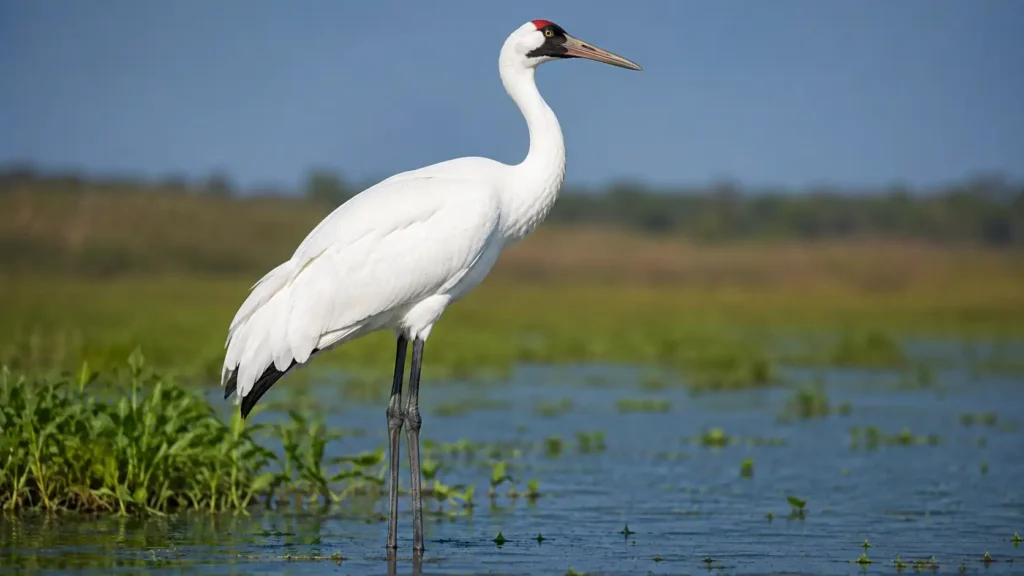 Elegant White Crane in a Serene Wetland