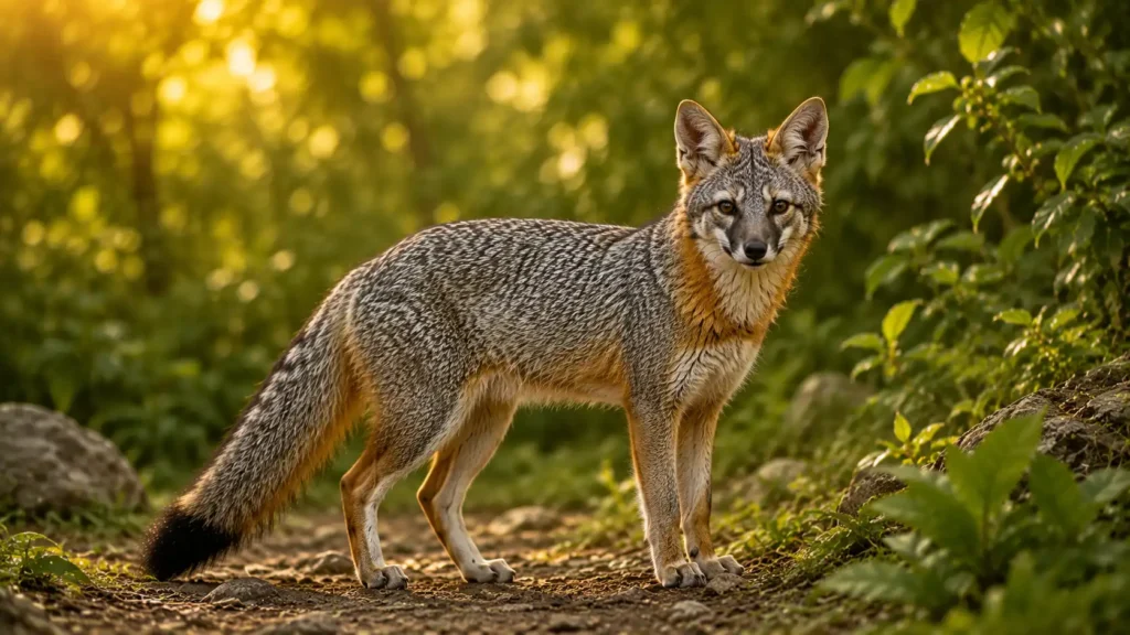 Gray Fox with long tail