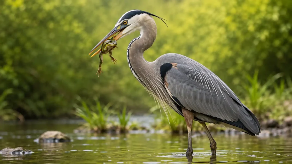 Herons that eat frogs
