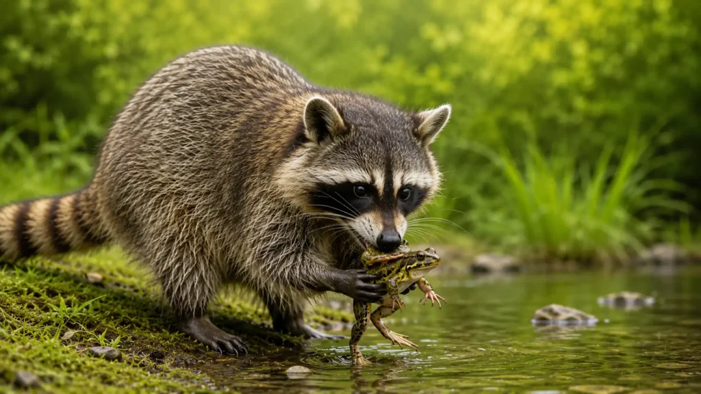 Raccoon that eat frogs