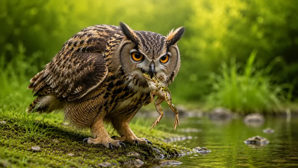 owl animals that eat frogs