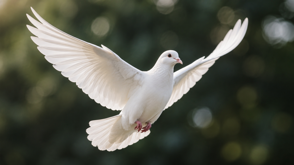 Graceful White Dove in Flight