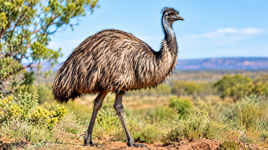 Sunlit Emu in Australian Scrubland